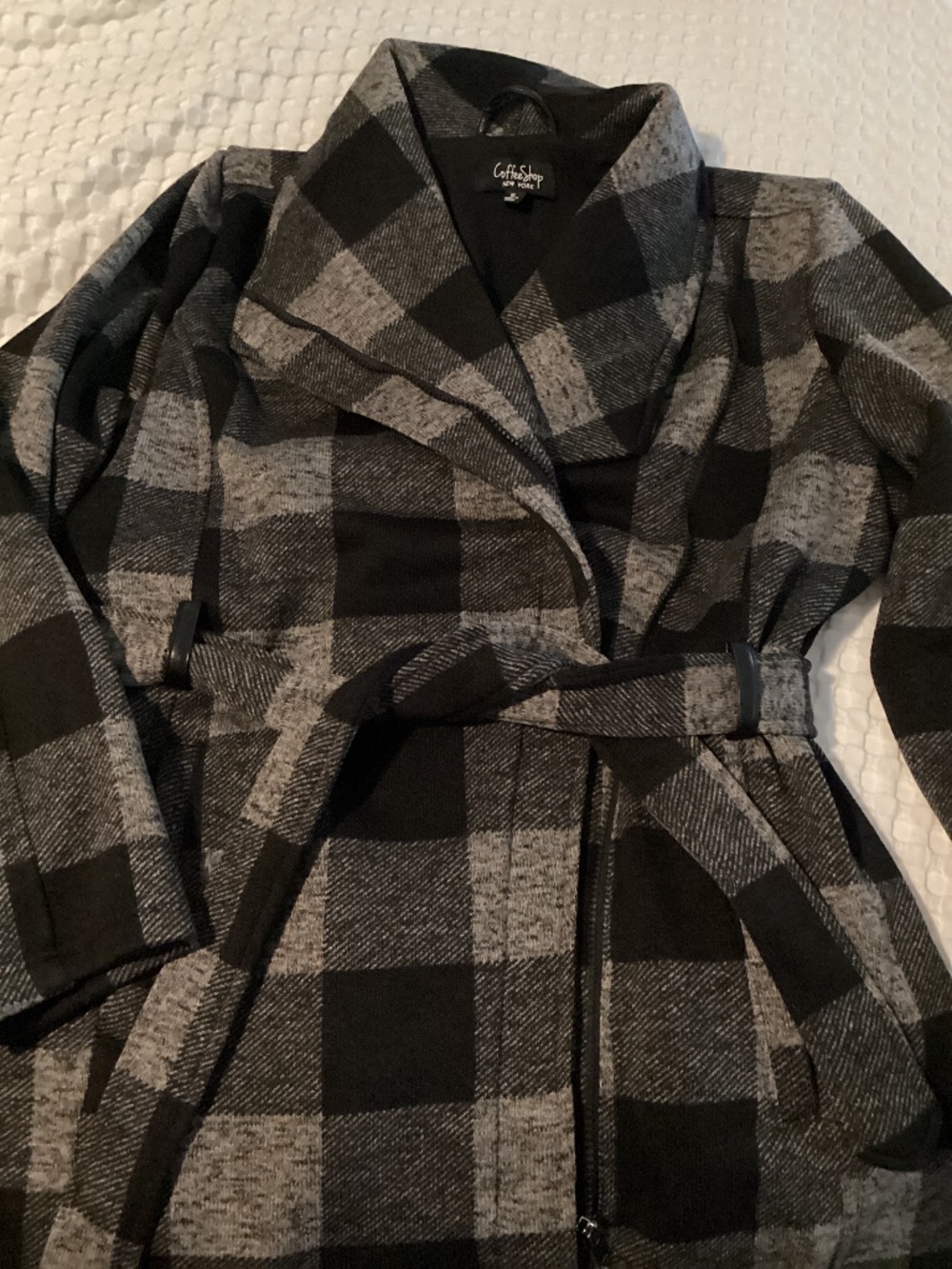 Black and grey checkered Trench knit jacket, XL